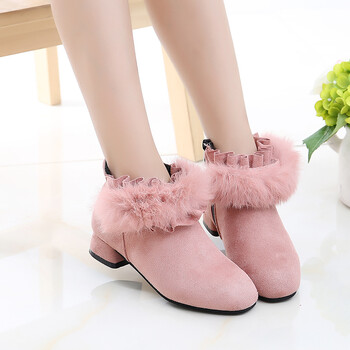 约图 女童短靴2018秋季新款韩版公主鞋儿童小高跟时尚简约学生冬季棉