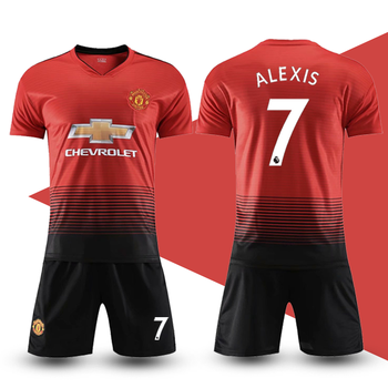 1819 曼联足球服主客场球衣 粉色足球服运动套装男成人训练比赛队服