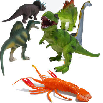 哥士尼恐龙模型 龙虾霸王龙剑龙腕龙仿真动物 儿童玩具摆件 5只套装