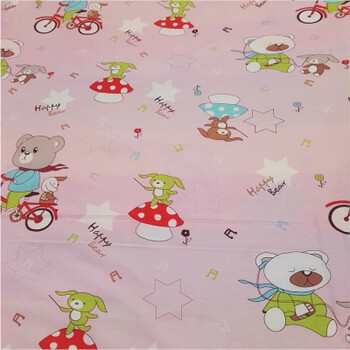 棉卡通格子被罩被套单人双人儿童学生幼儿园床单枕套可定做k 粉色小熊