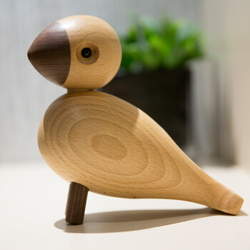 曲美家居 呆萌木头小鸟 书房客厅创意饰品摆件挂件