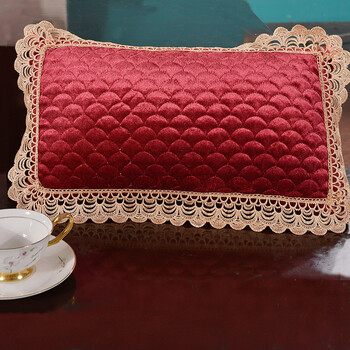 三井川美容院长方形枕头 按摩推拿用美容方枕午睡枕沙发抱枕a 酒红色