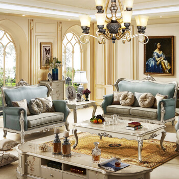 俪莎公馆沙发 欧式实木沙发法式布艺公主沙发别墅客厅家具 单人位