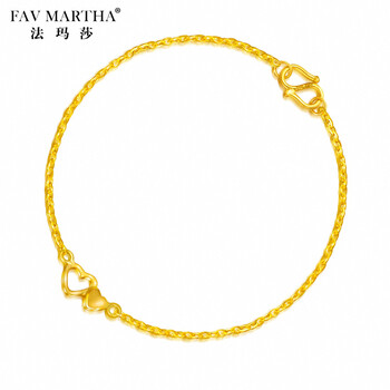 法玛莎爱心黄金手链女999足金新款细时尚结婚生日礼物送女友 手链17cm