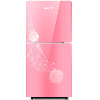 先科(sast)bcd-118b 双开门冰箱迷你小冰箱 冷藏冷冻 118l家用 粉红色