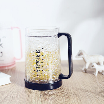 趣玩 双层玻璃沙冰杯 创意清凉制冰杯耐冷玻璃啤酒杯 冷冻杯 实用男生