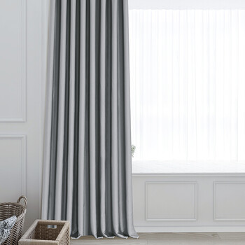 2018新北欧风遮光布料简约现代客厅阳台卧室定制成品窗帘 浅灰色 打孔