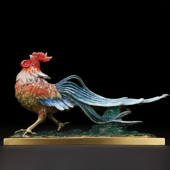 吉善缘全铜丹凤朝阳铜鸡装饰摆件工艺品家居客厅办公室风水用品商务