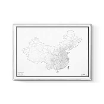 画北欧风格单幅横版世界艺术地图玄关画挂画壁画 ht02222线描中国地图