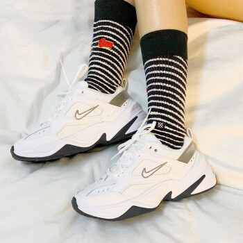 耐克（NIKE）新款男女鞋 m2k  黑白复古老爹鞋休闲运动鞋跑步鞋 BQ3378-100 白银 36.5