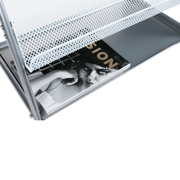 得力(deli)3层商务金属报刊杂志架书刊架 宣传册展示架书架落地资料架    高1.27米 9308