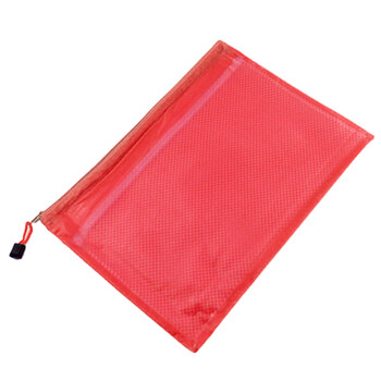网格袋 文件袋 拉链袋 半透明档案袋 防水资料袋 办公用品 a4-33红色