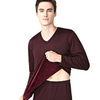 【京东好店】男士保暖内衣男加绒加厚v领青年棉毛衫女秋衣秋裤套装