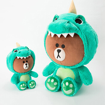 抖音同款变身布朗熊毛绒玩偶公仔恐龙毛绒玩具女生可爱萌韩国抱抱睡觉