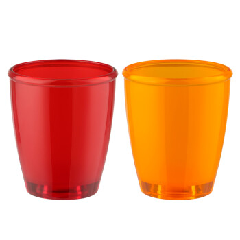 丝普瑞（SPIRELLA） 瑞士品牌多伦多情侣漱口杯两件套简约磨砂透明对杯塑料牙杯刷牙 Toronto漱口杯两件套1红+桔