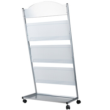 得力(deli)3层商务金属报刊杂志架书刊架 宣传册展示架书架落地资料架    高1.27米 9308