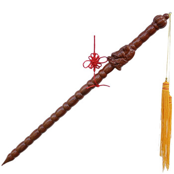 桃木鞭 姜子牙九节打神鞭姜太公道士法器龙头鞭镇宅健身太极 80厘米