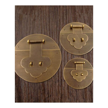 中式铜箱扣搭扣仿古黄铜圆形锁扣木箱礼盒锁牌diy纯铜配件 【小号】