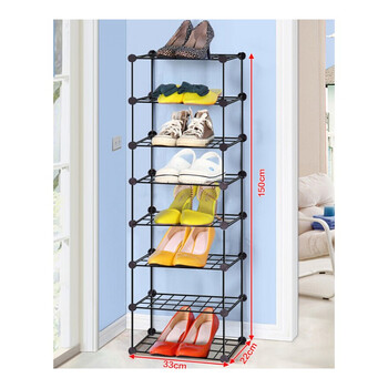 组合式多层创意铁网小鞋架经济型迷你宿舍承重多置物架 8层铁丝框架