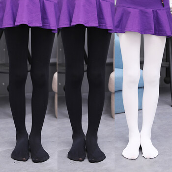 【京选尚品】 儿童白色连裤袜秋冬款加绒女童跳舞袜子打底裤练功丝袜