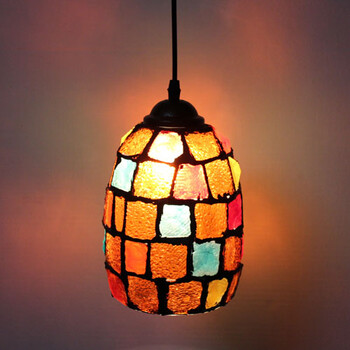 波西米亚地中海风格马塞克餐厅酒吧台咖啡厅阳台复古创意彩色吊灯