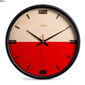 挂钟客厅现代简约家用超静音石英钟 创意餐厅表装饰壁钟北欧钟表 红色