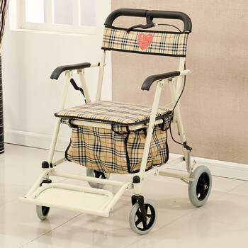 代步车折叠购物车座椅可坐四轮买菜助步可推小拉车老人手推车 c-加大