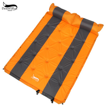 沙漠之狐 双人防潮自动充气垫可拼接露营野营垫户外睡袋 桔色