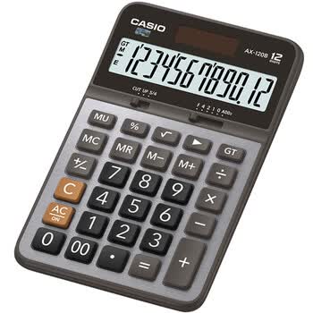 卡西欧（CASIO）AX-120B商务计算器 中型机 金属面板桌面办公 静音