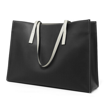 包包女2018新品手提包简约托特包女士时尚大容量韩版大包单肩包 黑色