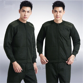 橄榄绿秋冬抓绒衣裤防寒保暖男式拉链绒衣毛衣裤套装训练服 07武套装
