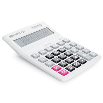 夏普（SHARP）CH-G12 12位大号太阳能办公商务计算器 白色