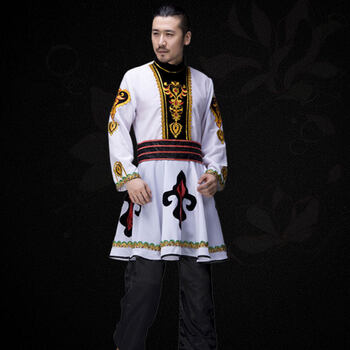 新疆舞蹈服成人男维吾尔族舞蹈演出服装少数民族演出服哈萨克服饰 男