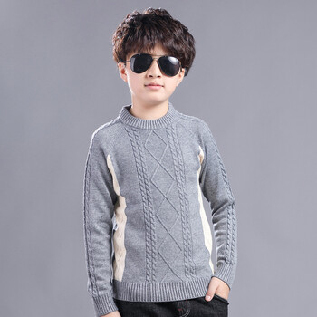 8岁9岁10岁11岁12岁男童针织衫中大童时尚打底衫毛衣百搭童装 灰色