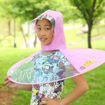 开馨宝雨帽飞碟透明雨伞帽雨披儿童学生无柄雨伞帽 l号