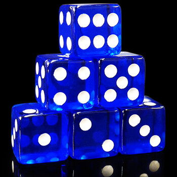 彤乐 亚克力透明色子骰子筛子 大骰子游戏 16mm直角 蓝色一粒