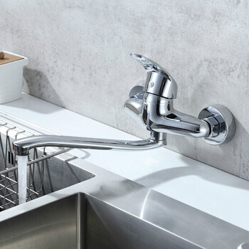 冷热入墙式水龙头 二联洗菜盆水槽双孔混水龙头