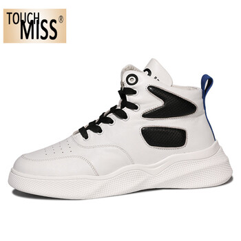 塔驰密司(touch miss)男士嘻哈真皮高帮鞋韩版青年百搭板鞋真皮潮鞋