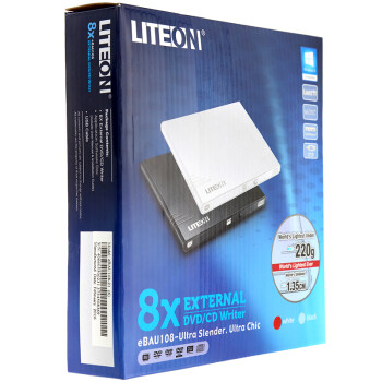 建兴（LITEON）8倍速 外置光驱 DVD刻录机 移动光驱 外接光驱 白(兼容WindowsXP/7/8/10苹果系统/eBAU108) 