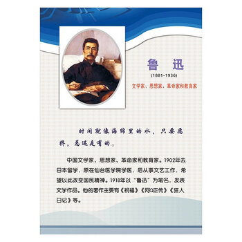 标语王 名人名言挂图 教室布置 作家头像 文学家简介 鲁迅 贴画sch101