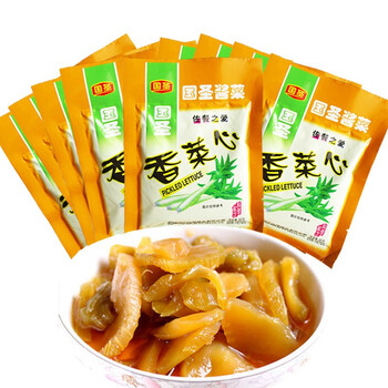 国圣香菜心90g10包福建莆田特产香菜心开袋即食酱菜泡菜精制菜心下