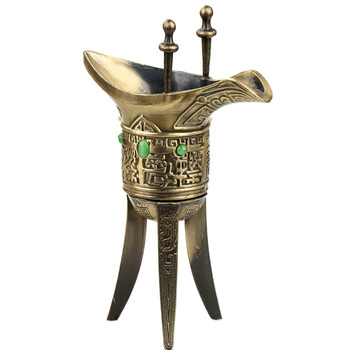 合金仿古代青铜器酒杯爵杯三角酒杯乾隆杯父辛爵酒樽道具古典装饰礼品