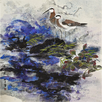 湖北美院 廖祖英《渚边》06拍卖已结束中国书画家协会会员 马景新