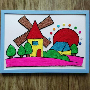 京东优选 礼品儿童手工 diy创意材料包毛线纽扣画趣味亲子手工贴gh a4