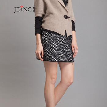 JDING娇鼎品牌新品千鸟格百搭包臀半身裙短裙女CNS6208 XL-165/76B-5码