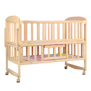 婴儿床 实木摇篮宝宝床多功能童车童床 裸床杨木