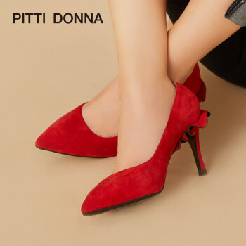 PITTI DONNA 新款女鞋休闲尖头套脚细跟高跟女单鞋PD 9T74804 红色 RDS 37