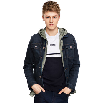 a21 以纯男装休闲修身短款牛仔夹克外套男 4541110001-1 特深蓝 175