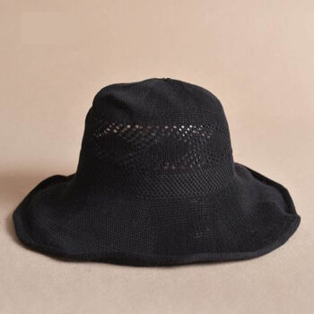 遮阳帽 女 防晒 大沿帽夏季户外出游可折叠优雅镂空太阳帽凉帽子 黑色