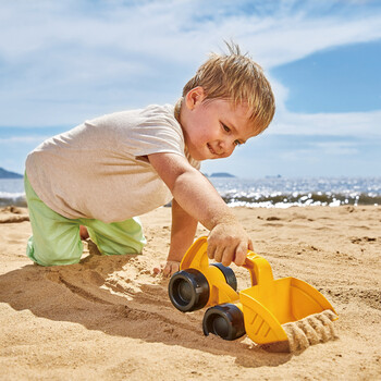 hape怪力挖沙车沙滩儿童玩具1-2-6岁宝宝男女孩推动挖沙车轮痕迹e4054